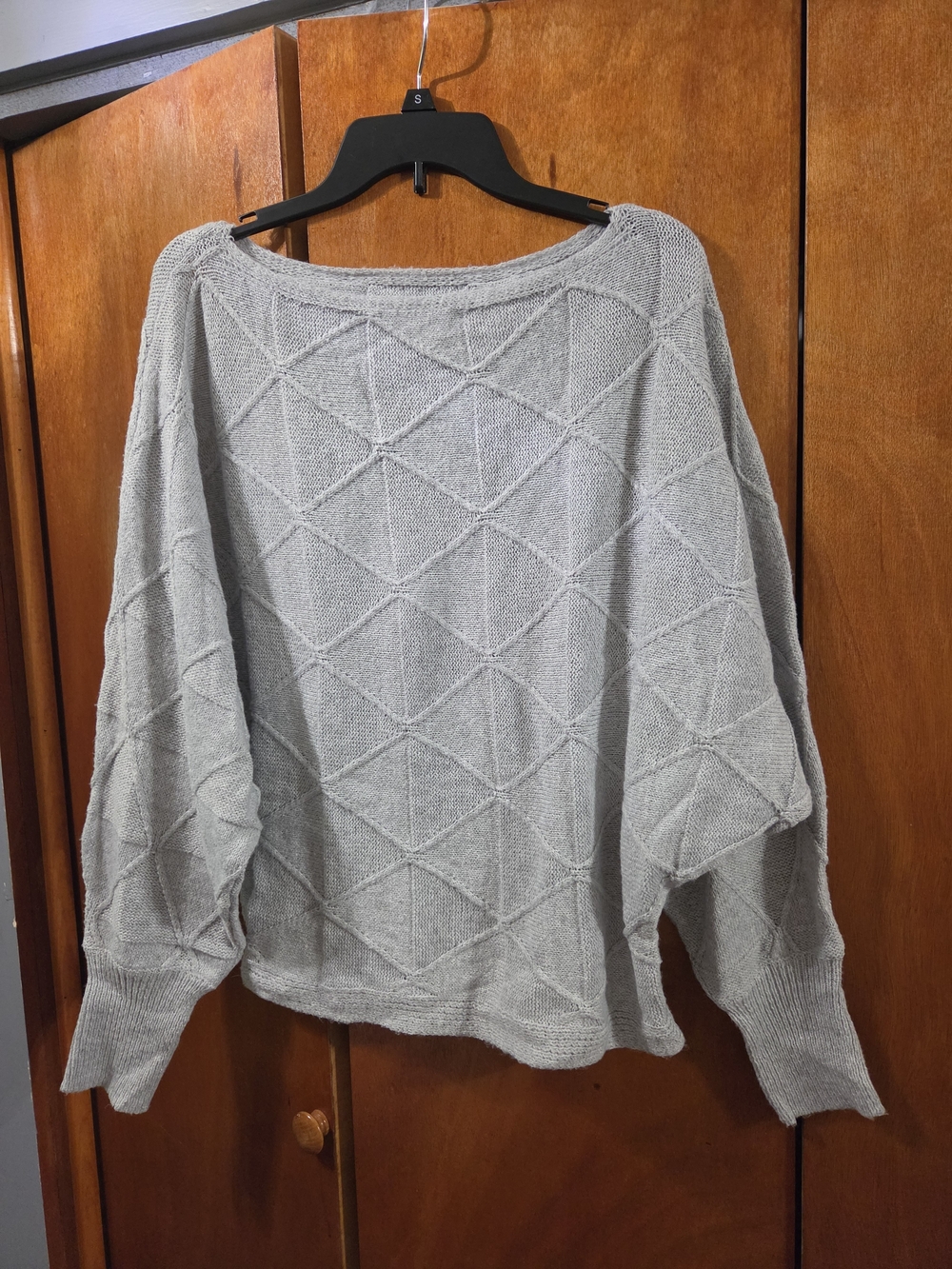 SHEIN Light Gray Diamond Knit Off-Shoulder Sweater